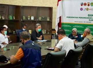 Rapat 5 kepala daerah Bodebek membahas perpanjangan PSBB, di Pendopo Bupati Bogor, Cibinong, Kabupaten Bogor