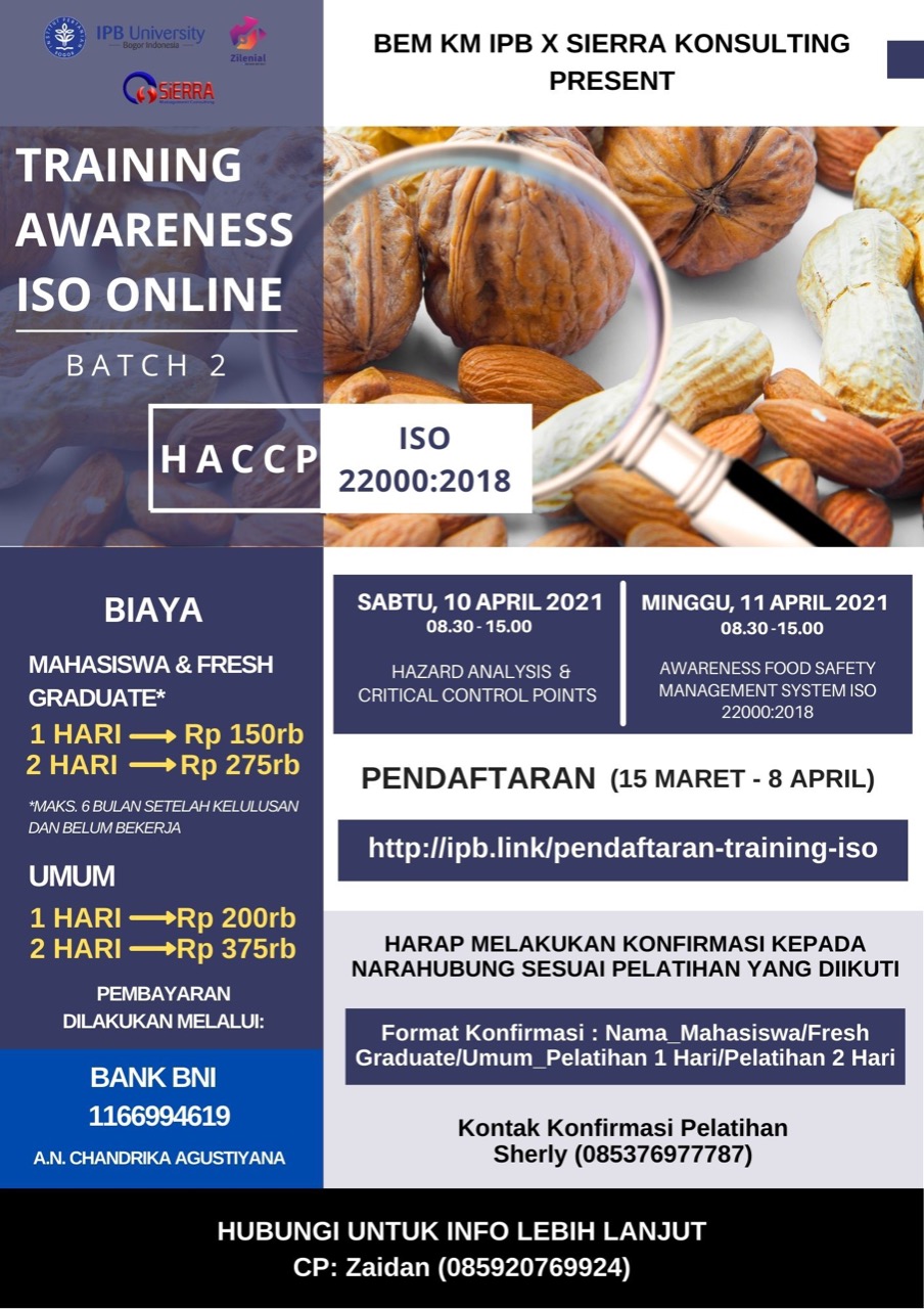 Segera Daftar, BEM KM IPB akan Gelar Training Awareness ISO Online